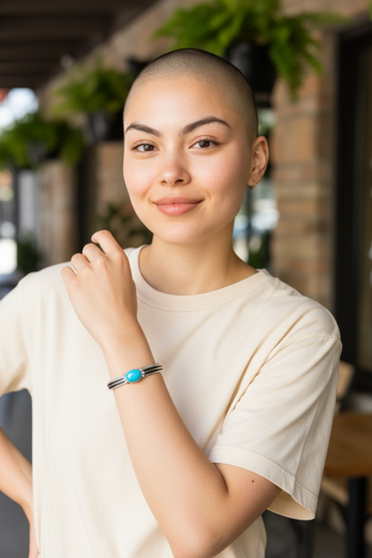 Women's Narrow Cuff Kingman Turquoise and Sterling Silver - Handcrafted Native American - Tom Yazzie, Tommie Yazzie