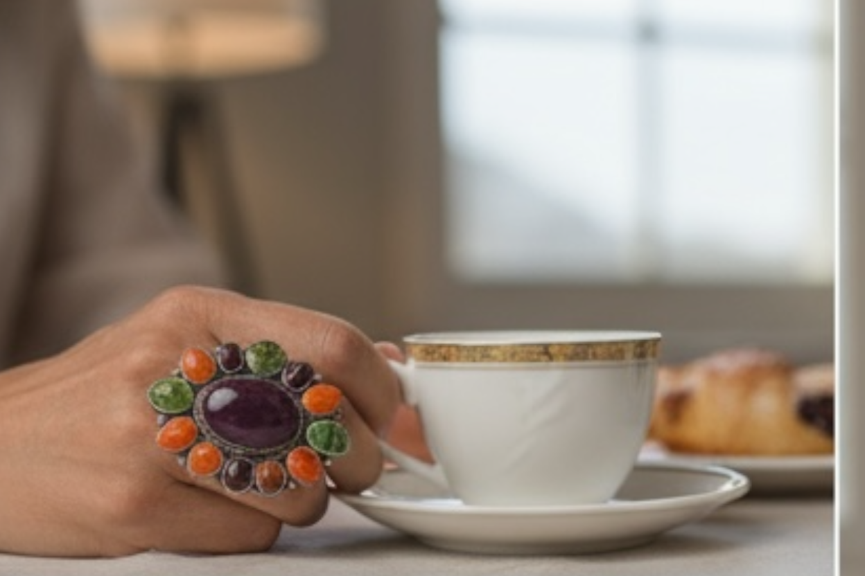 Eloise Richards - Multi Color Spiny Oyster and Turquoise Statement Ring - Handcrafted Native American