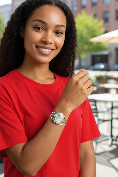 Women's White Buffalo and Sterling Silver Cuff - Handcrafted Native American