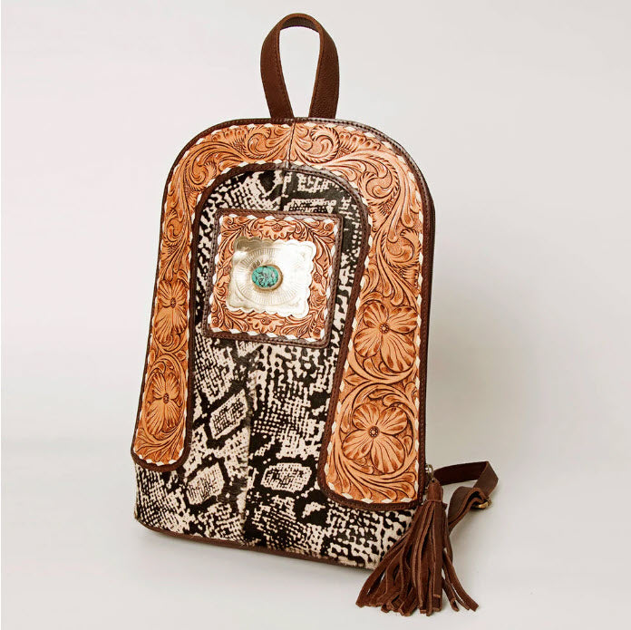 American Darling - Genuine Western Leather Women Backpack with Snake-Print&nbsp;
