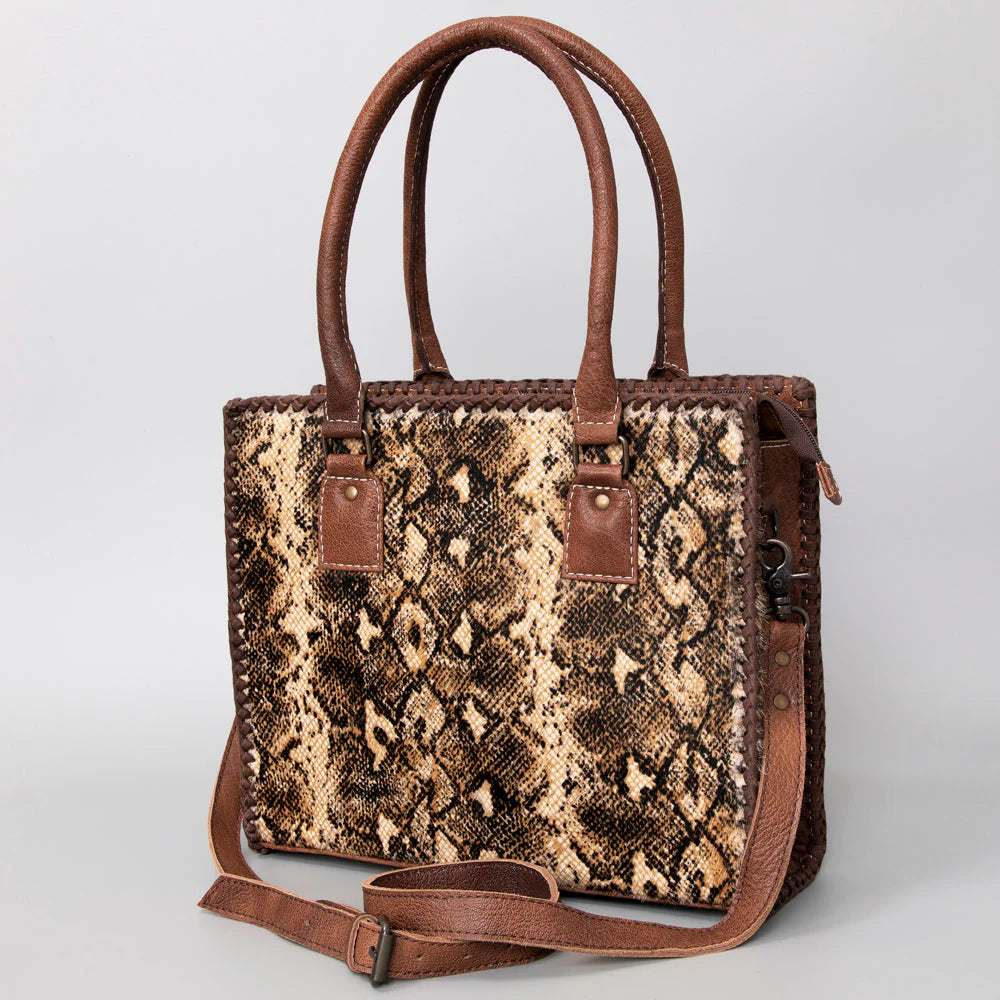 American Darling - Hard Case Women's Conceal Carry (CCW) Purse - Hair On Genuine Western Leather Women Bag with Snake-Print