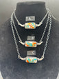 Spiny Oyster Turquoise and Sterling Silver Longhorn Bar Necklace - Handcrafted Native American