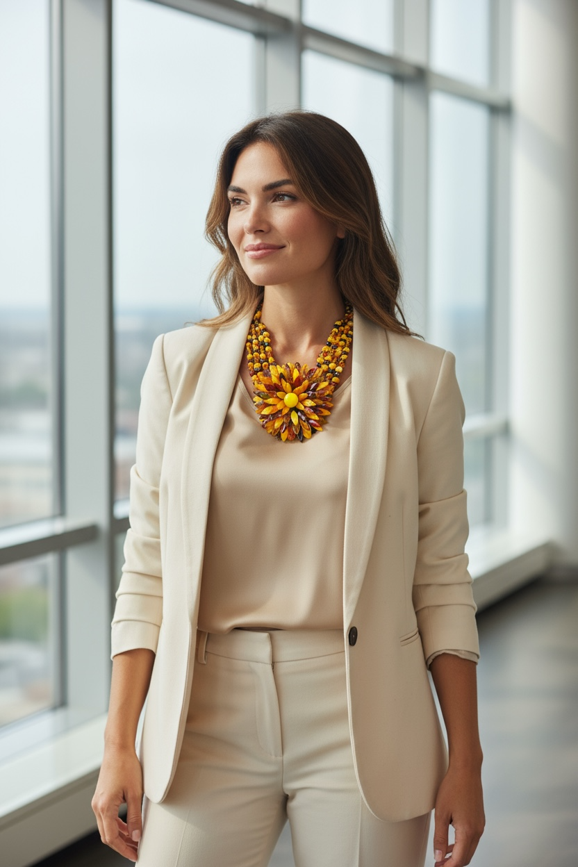 Amber Sunflower - Four Strand - Handcrafted by Colette Felix