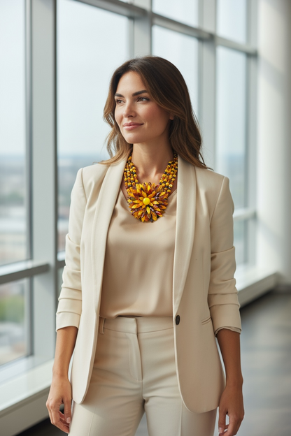Amber Sunflower - Four Strand - Handcrafted by Colette Felix