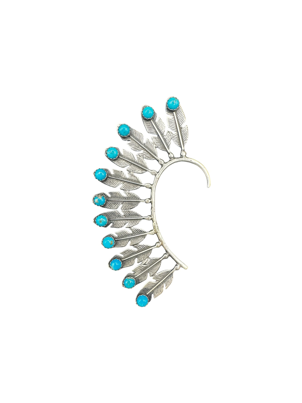 Feather Jacket Cuff, Ear Wrap, Non-Pieced Cuff - Genuine Gemstones and Sterling Silver - Handmade Native American
