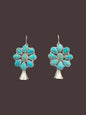 Marcella James - Large Cluster Squash Blossom Hook Dangle Earrings – Sterling Silver & Genuine Gemstones -  Native American Handmade by Marcella James (Copy)