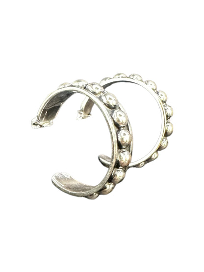 Flat Pearl Hoop Earrings - Braided Sterling Silver - Ready Made