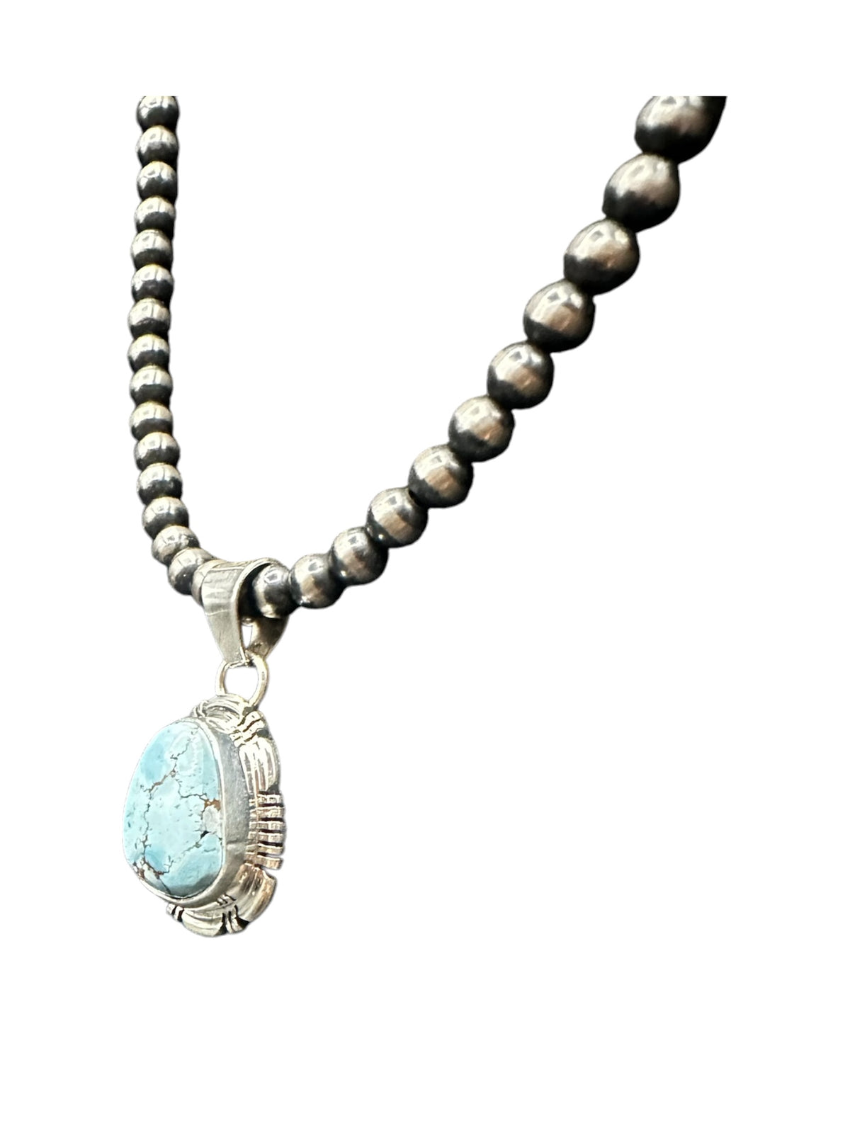Nila Johnson - Small Cabochon Pendant - Sterling Silver & Genuine Golden Hills Turquoise - Handmade Native American