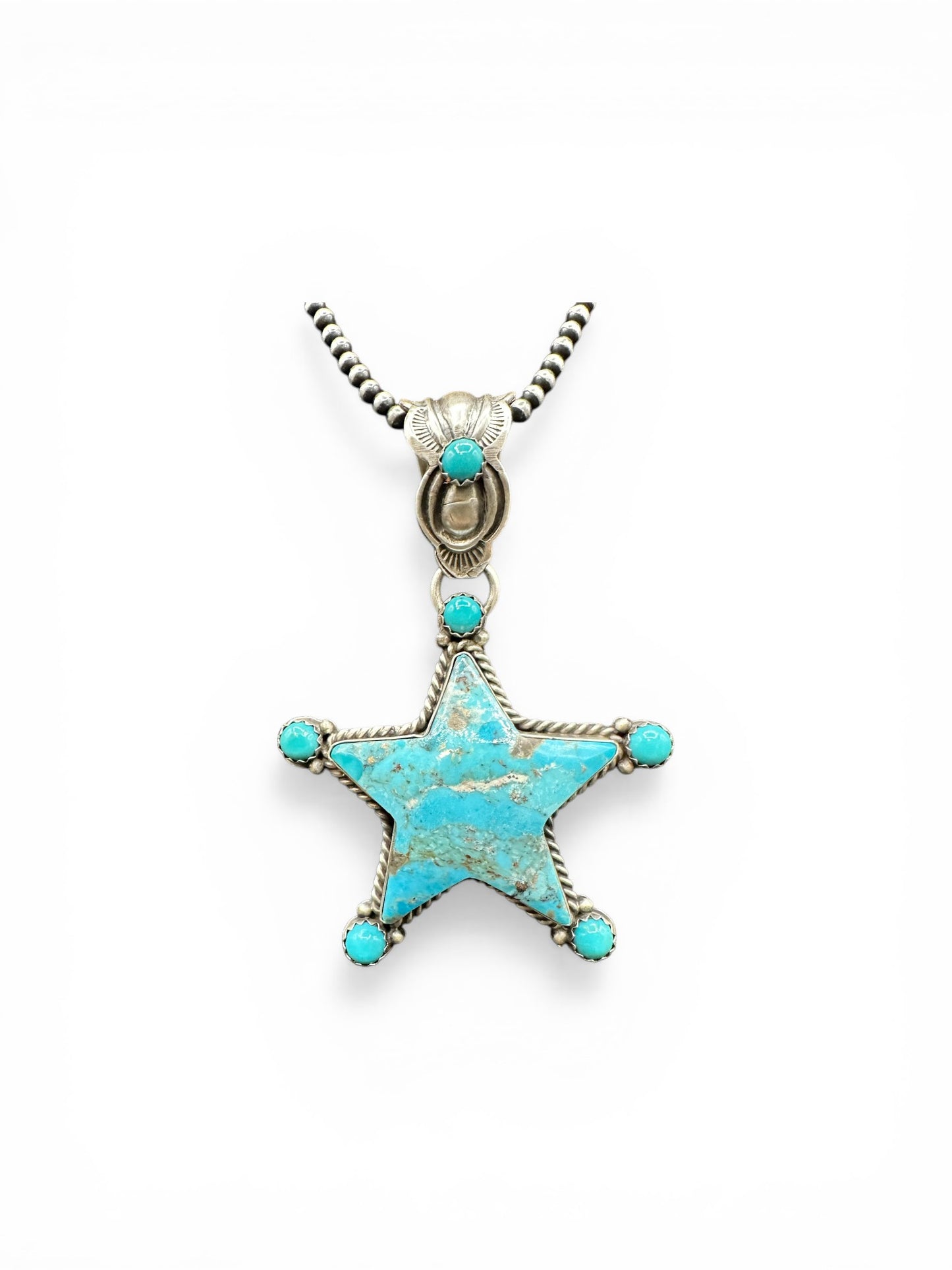 Medium Lonestar Necklace – Sterling Silver and Genuine Turquoise - Authentic Native American Handmade – Patricia Yazzie