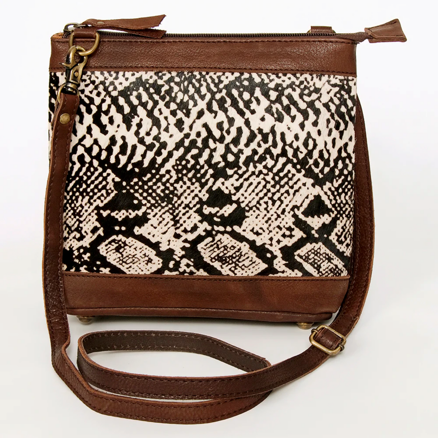 American Darling - Hair on Crossbody Genuine Western Leather Women Bag with Snake-Print