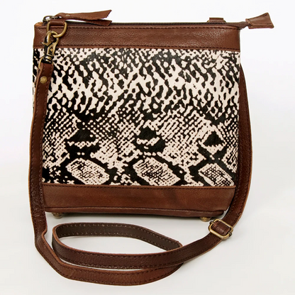 American Darling - Hair on Crossbody Genuine Western Leather Women Bag with Snake-Print