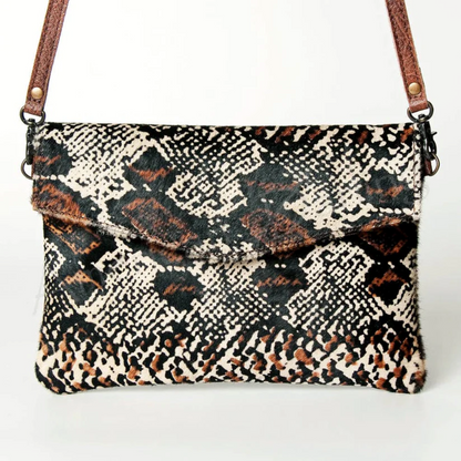 American Darling - Women's Envelope Genuine Western Leather Women Bag with Snake-Print