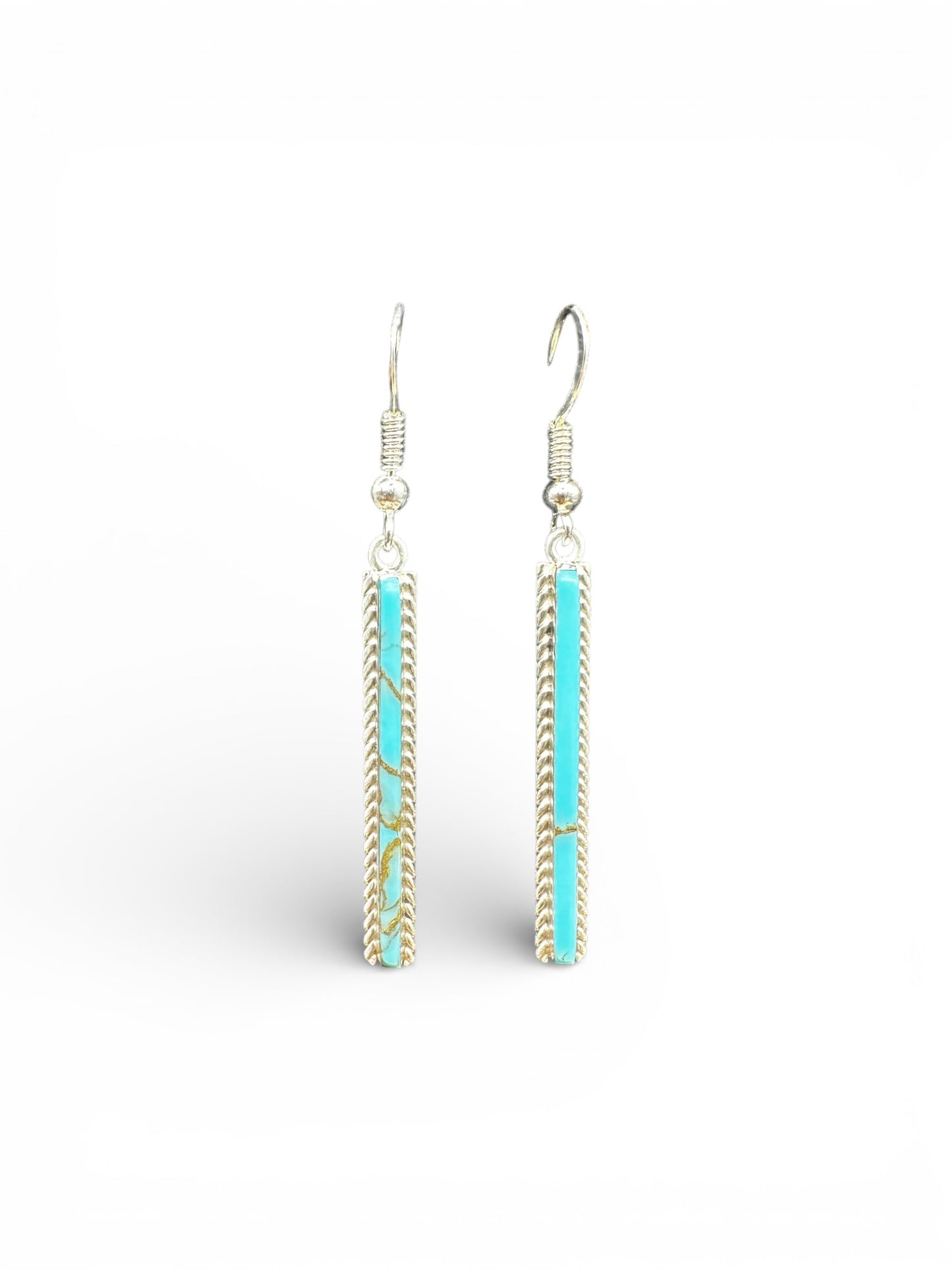 Allen Barney - Turquoise Copper Composite & Sterling Silver - Hook Earrings - Handmade Native American