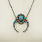 Robert Kelly - Crescent Shaped Pendant & Necklace - Turquoise & Spiny Oyster - Handmade Native American