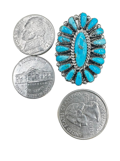 Benjamin Piaso - Cluster Ring  – Sterling Silver and Genuine Turquoise - Handmade Native American