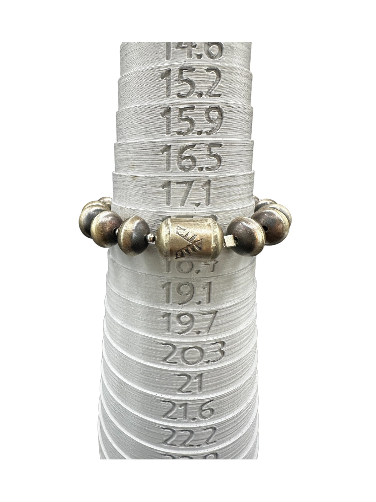 Sharon Cooley - Handmade Pearls & Barrel Bead Stretch Bracelet - Sterling Silver - Handmade Native American