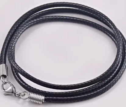 Braided Leather Micro (2.5MM) Necklace - Stainless Steel Clasp Hypoallergenic - Black