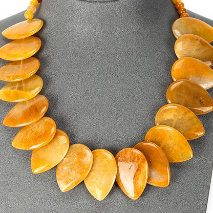 Teardrop Pillow Necklace - Natural Gemstones - Hand Strung Artisan Collection