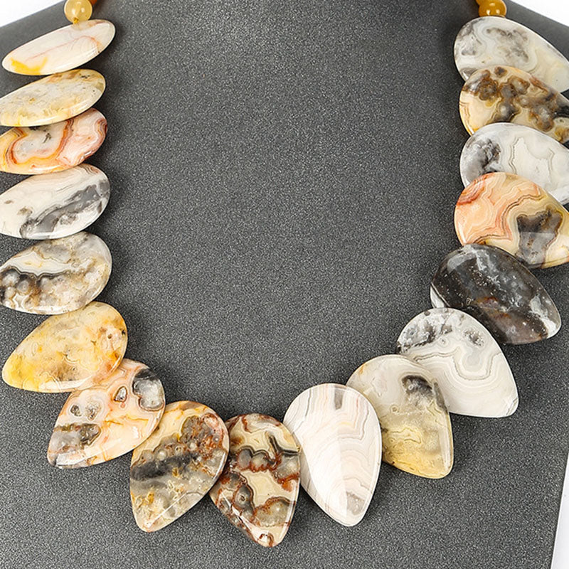 Teardrop Pillow Necklace - Natural Gemstones - Hand Strung Artisan Collection
