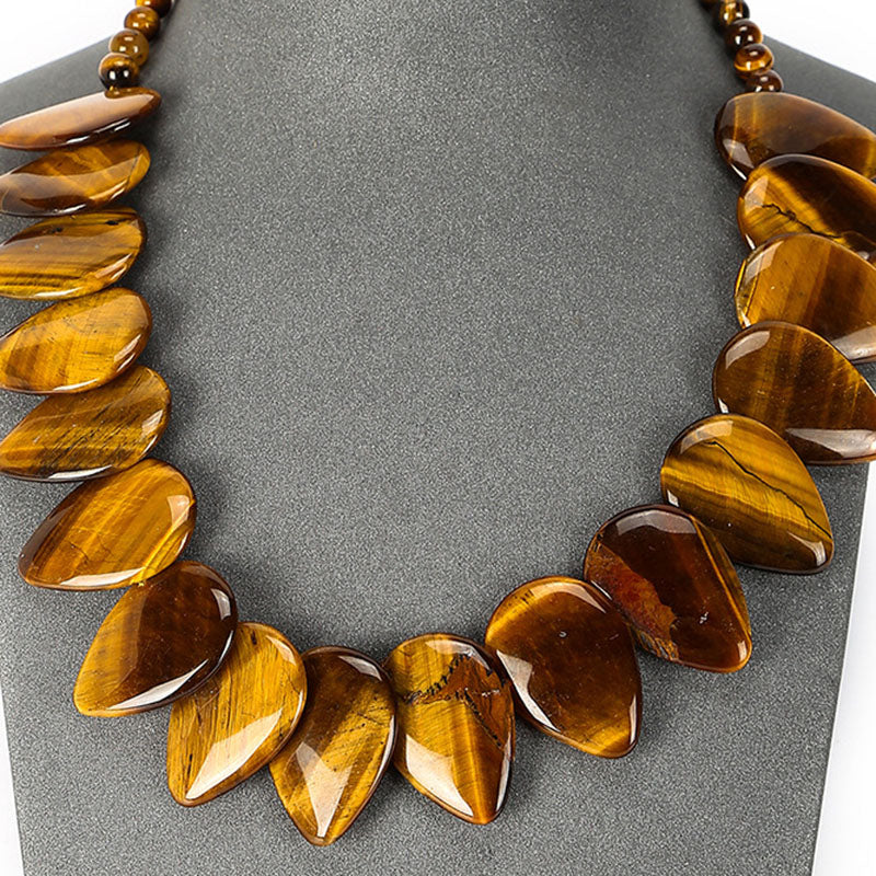 Teardrop Pillow Necklace - Natural Gemstones - Hand Strung Artisan Collection