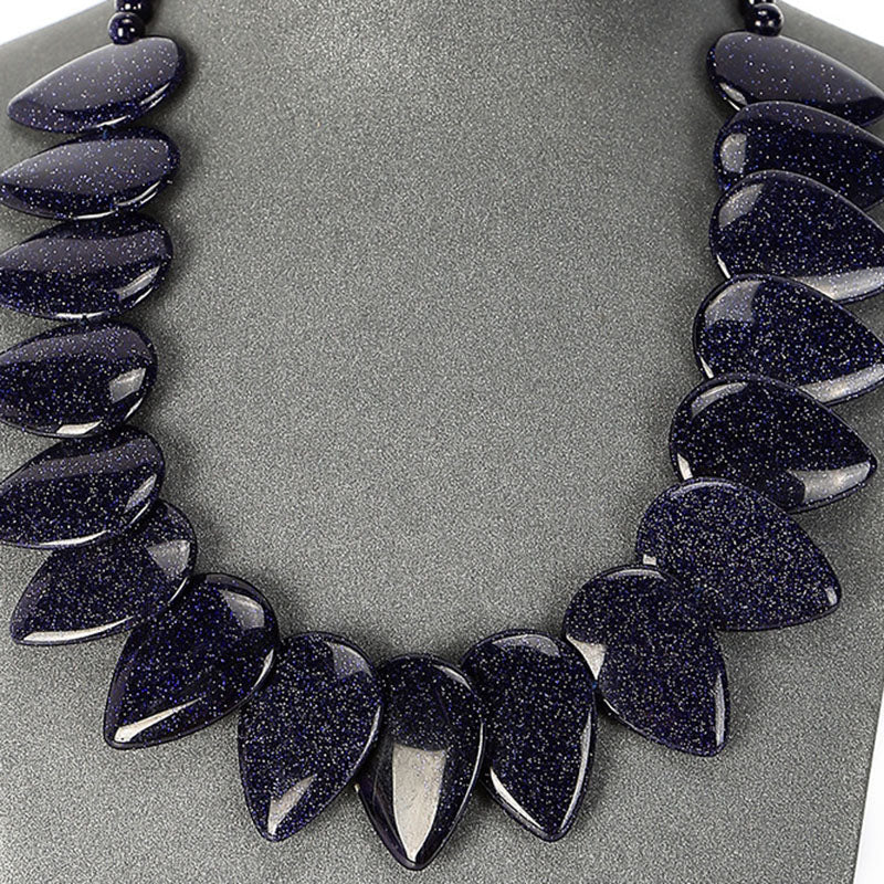 Teardrop Pillow Necklace - Natural Gemstones - Hand Strung Artisan Collection