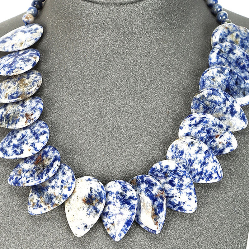 Teardrop Pillow Necklace - Natural Gemstones - Hand Strung Artisan Collection