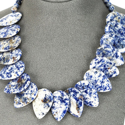 Teardrop Pillow Necklace - Natural Gemstones - Hand Strung Artisan Collection