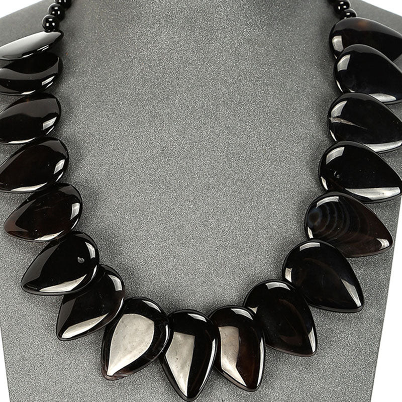 Teardrop Pillow Necklace - Natural Gemstones - Hand Strung Artisan Collection