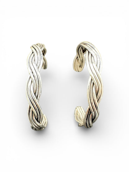 Stud Hoop Earrings - Braided Sterling Silver - Artisan Jewelry