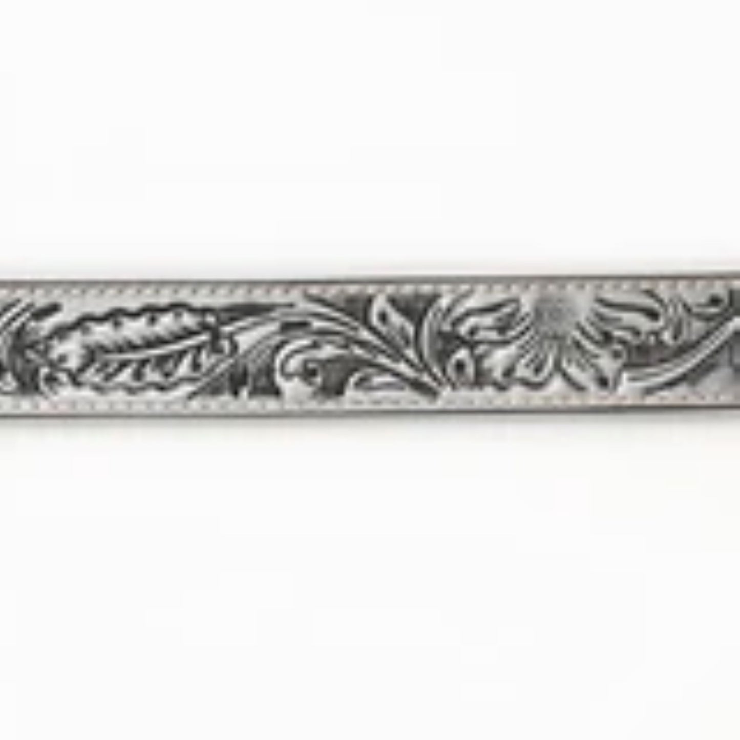Hand-Tooled Silver Floral Western Leather Belt with Oval Buckle - American Darling