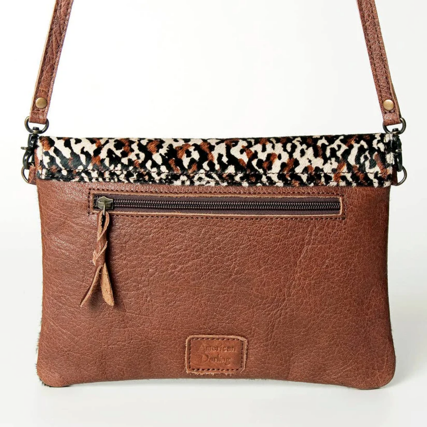 American Darling - Women's Envelope Genuine Western Leather Women Bag with Snake-Print