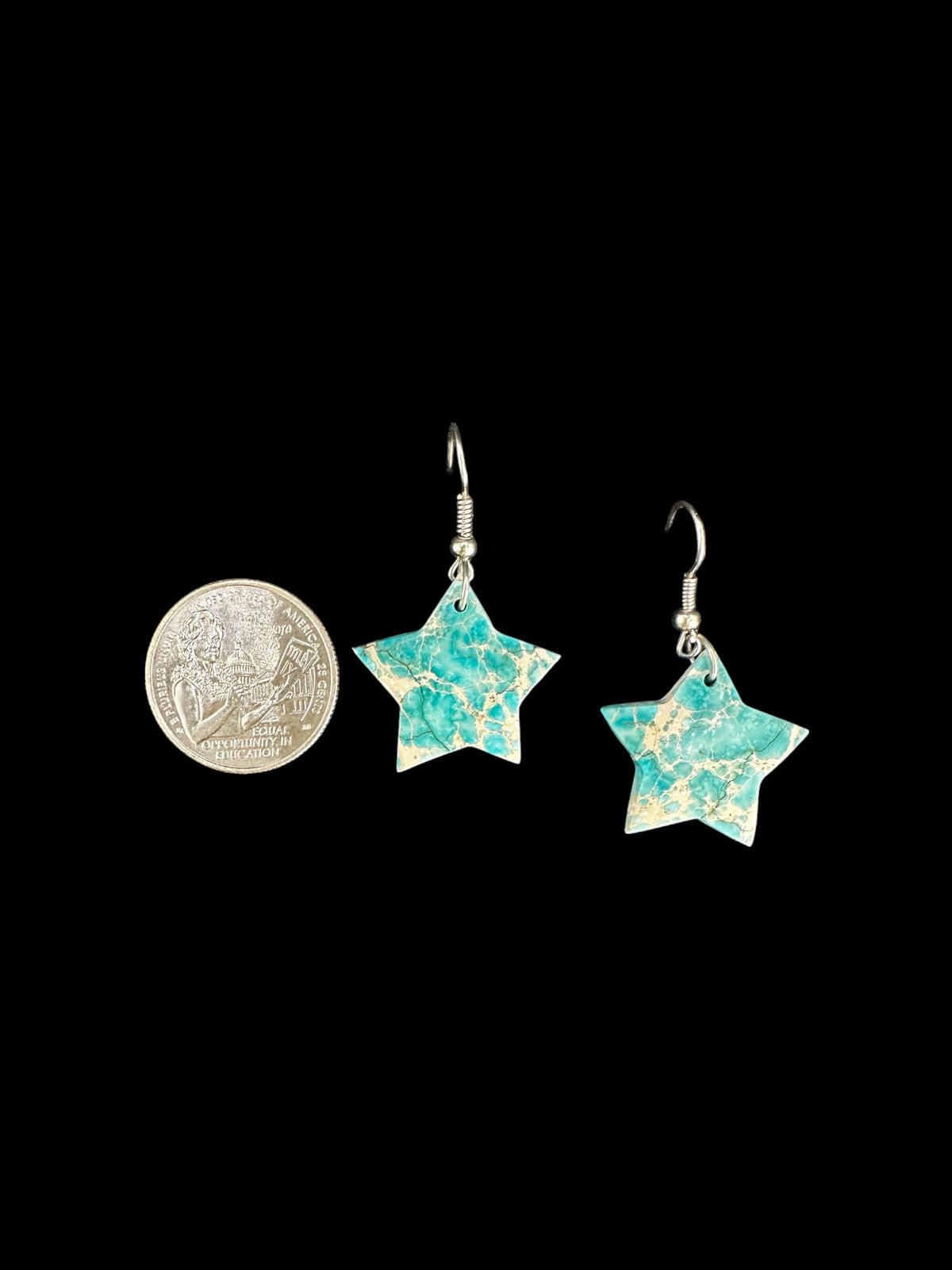 Star Hook Earrings - Compressed Turquoise Slab - Handmade Artisan Collection