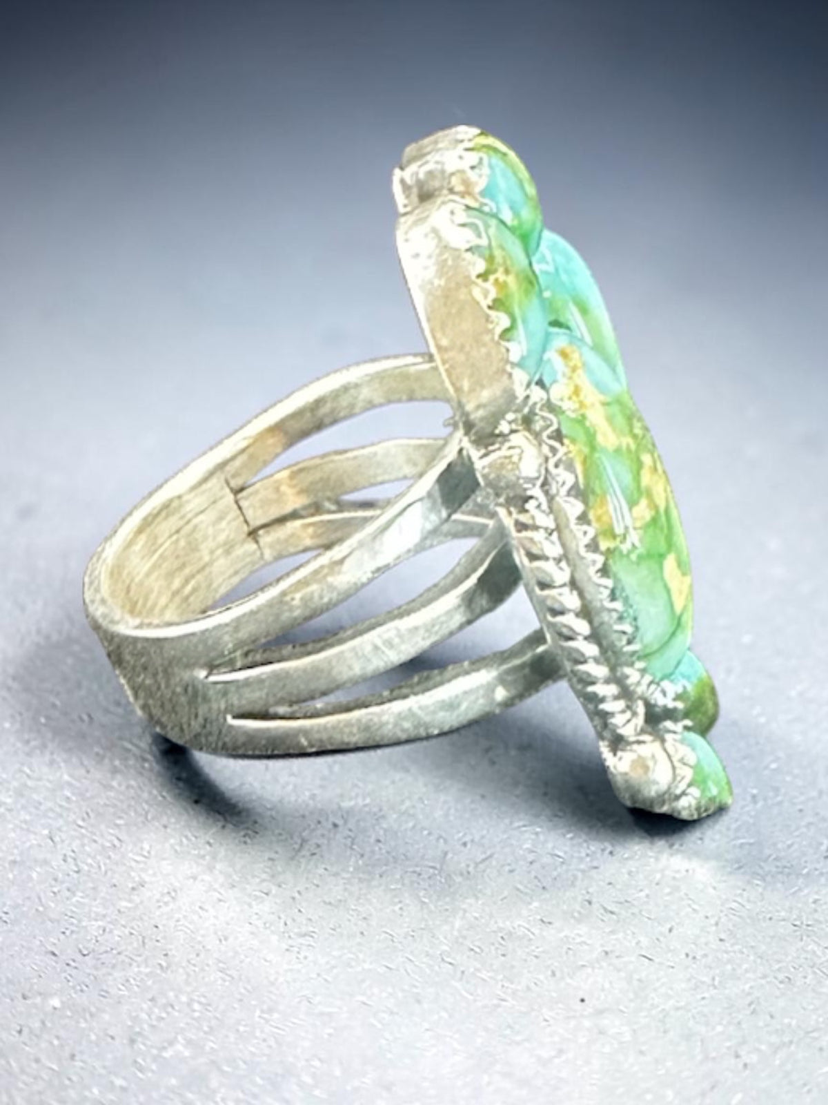 Larry Yazzie - Medium Freeform Cluster Ring - Sterling Silver & Sonoran Turquoise - Handmade Native American