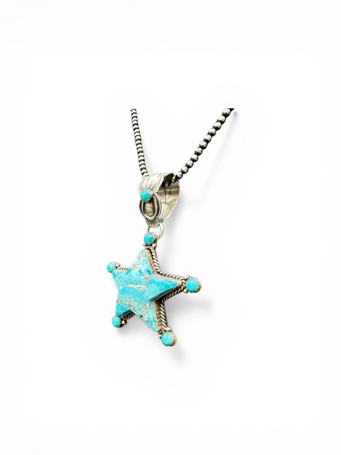 Medium Lonestar Necklace – Sterling Silver and Genuine Turquoise - Authentic Native American Handmade – Patricia Yazzie