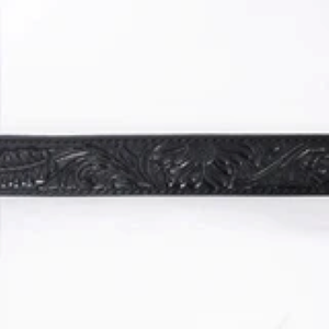 Hand-Tooled Black Floral Western Leather Belt with Oval Buckle - American Darling