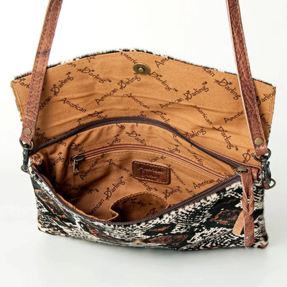 American Darling - Women's Envelope Genuine Western Leather Women Bag with Snake-Print