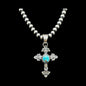 Kevin Billah - Cross Fleury - Turquoise & Sterling Silver Pendant - Handcrafted Native American