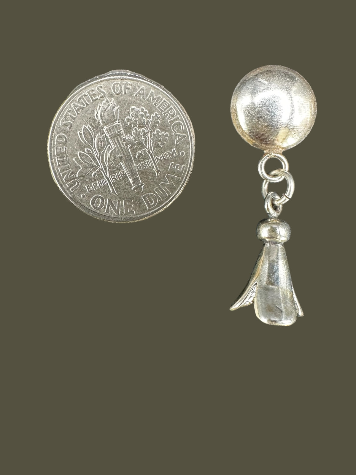 Navajo Flat Pearl and Blossom Drop Earrings - Sterling Silver - Handmade Native American