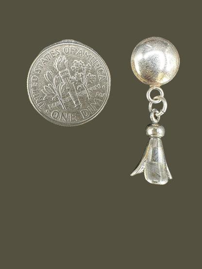 Navajo Flat Pearl and Blossom Drop Earrings - Sterling Silver - Handmade Native American