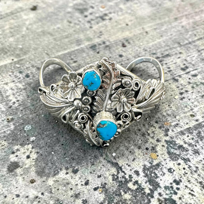 Harrison Yazzie - Genuine Turquoise & Sterling Silver Cuff Bracelet - Handmade Native American
