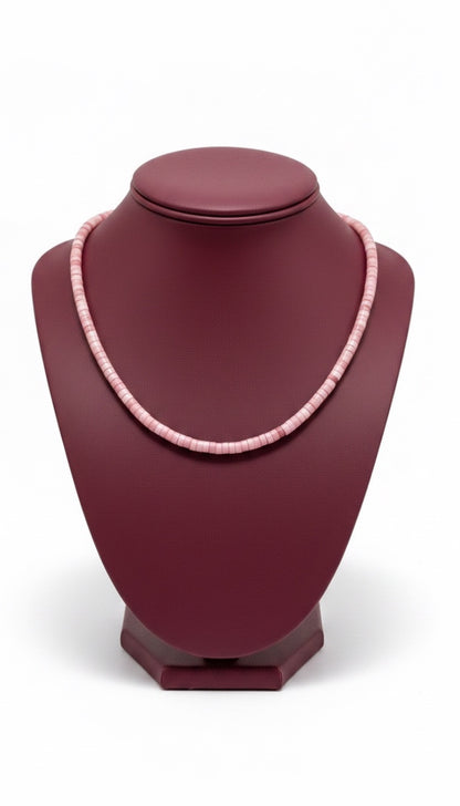 Genuine Jasper Pink Quartz Heishi Necklace –  Resembles Pink Conch Shell - Ready Made