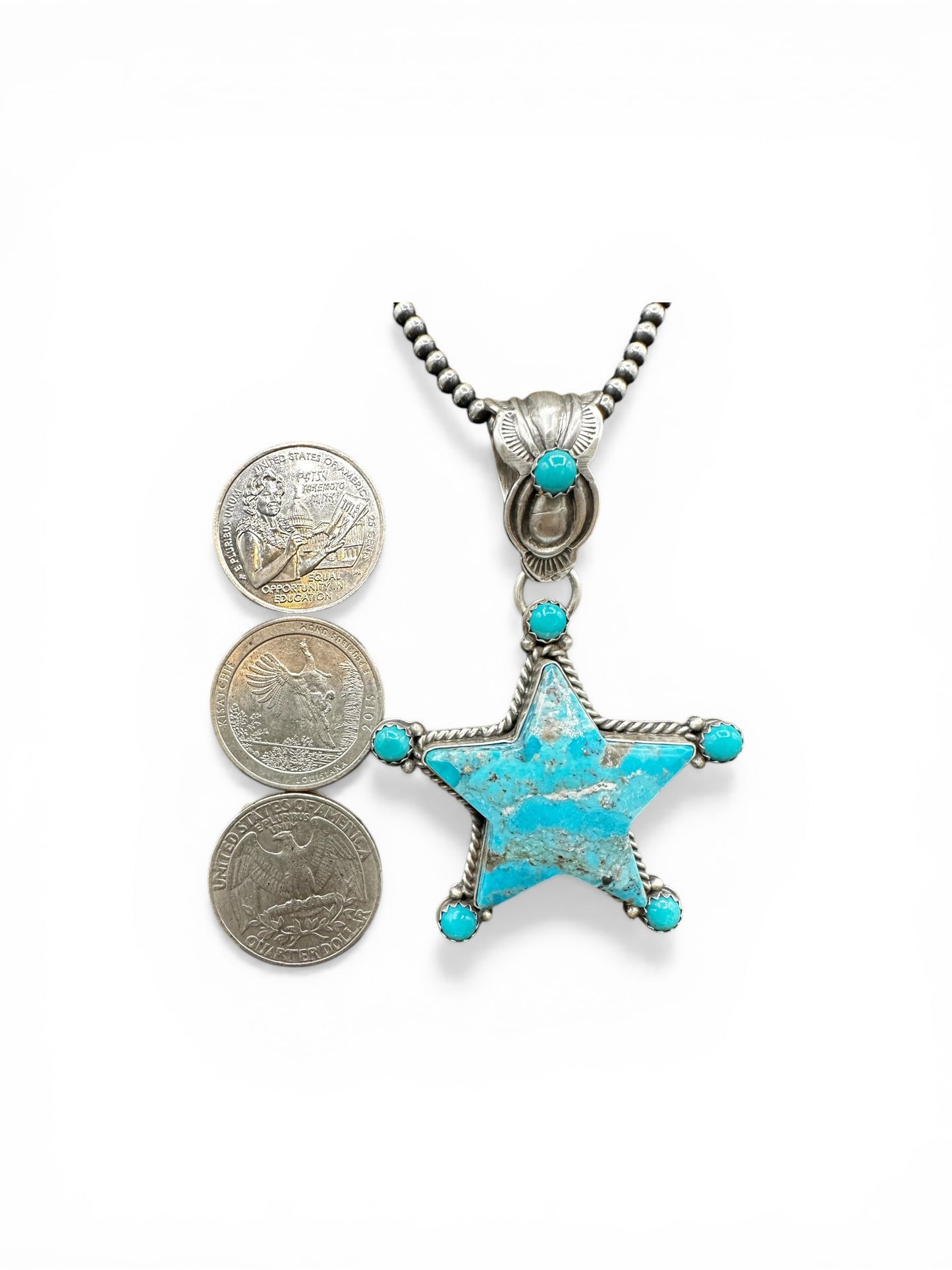 Medium Lonestar Necklace – Sterling Silver and Genuine Turquoise - Authentic Native American Handmade – Patricia Yazzie