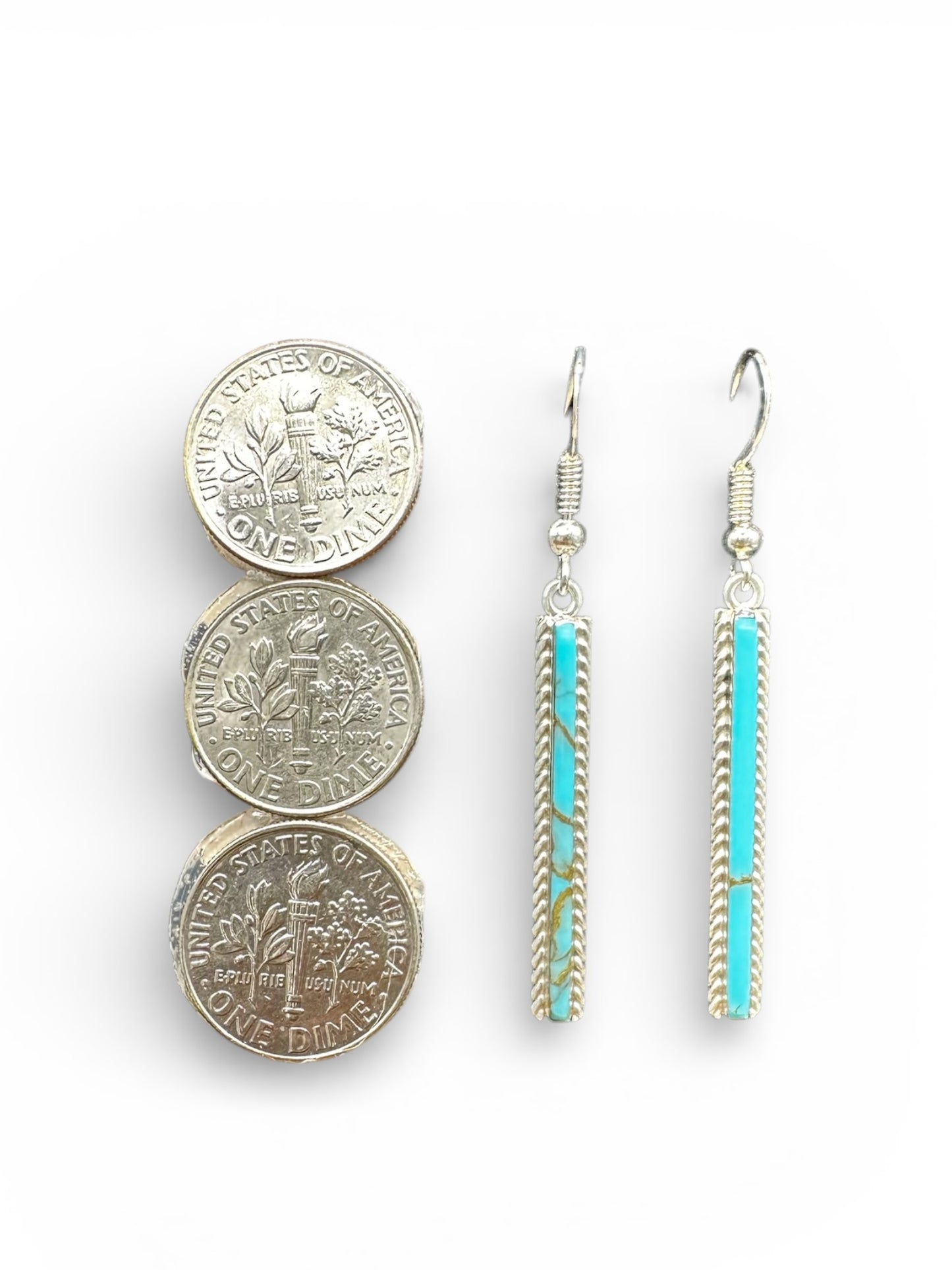 Allen Barney - Turquoise Copper Composite & Sterling Silver - Hook Earrings - Handmade Native American