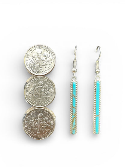 Allen Barney - Turquoise Copper Composite & Sterling Silver - Hook Earrings - Handmade Native American