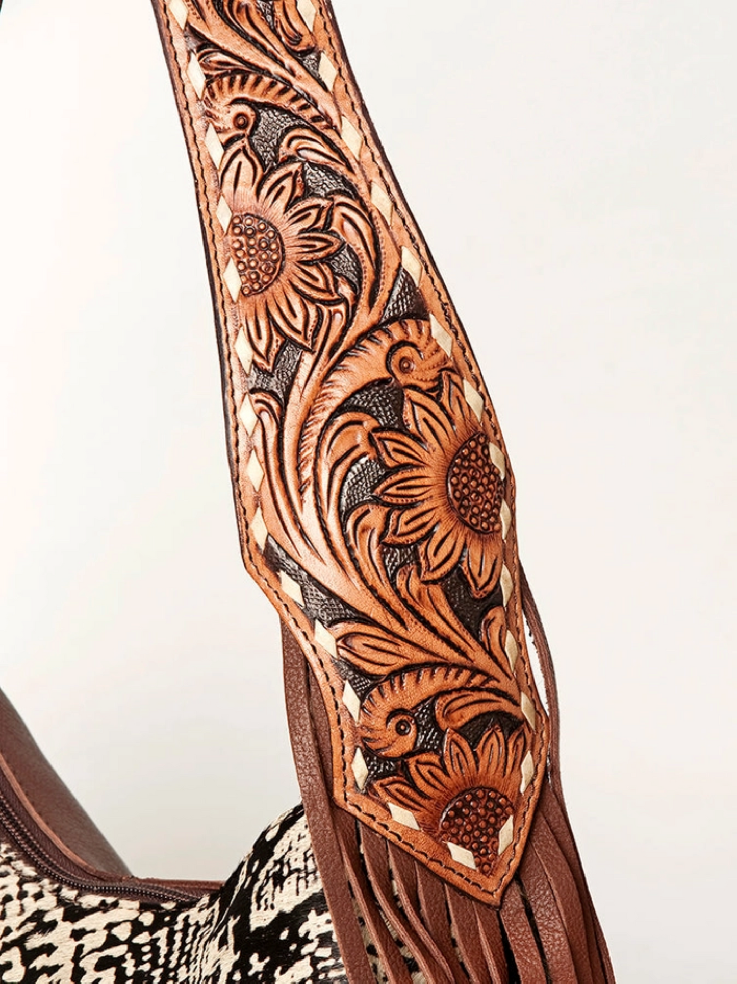 American Darling - Women's Conceal Carry (CCW) Purse - Hobo Hair on Genuine Western Leather with Snake-Print