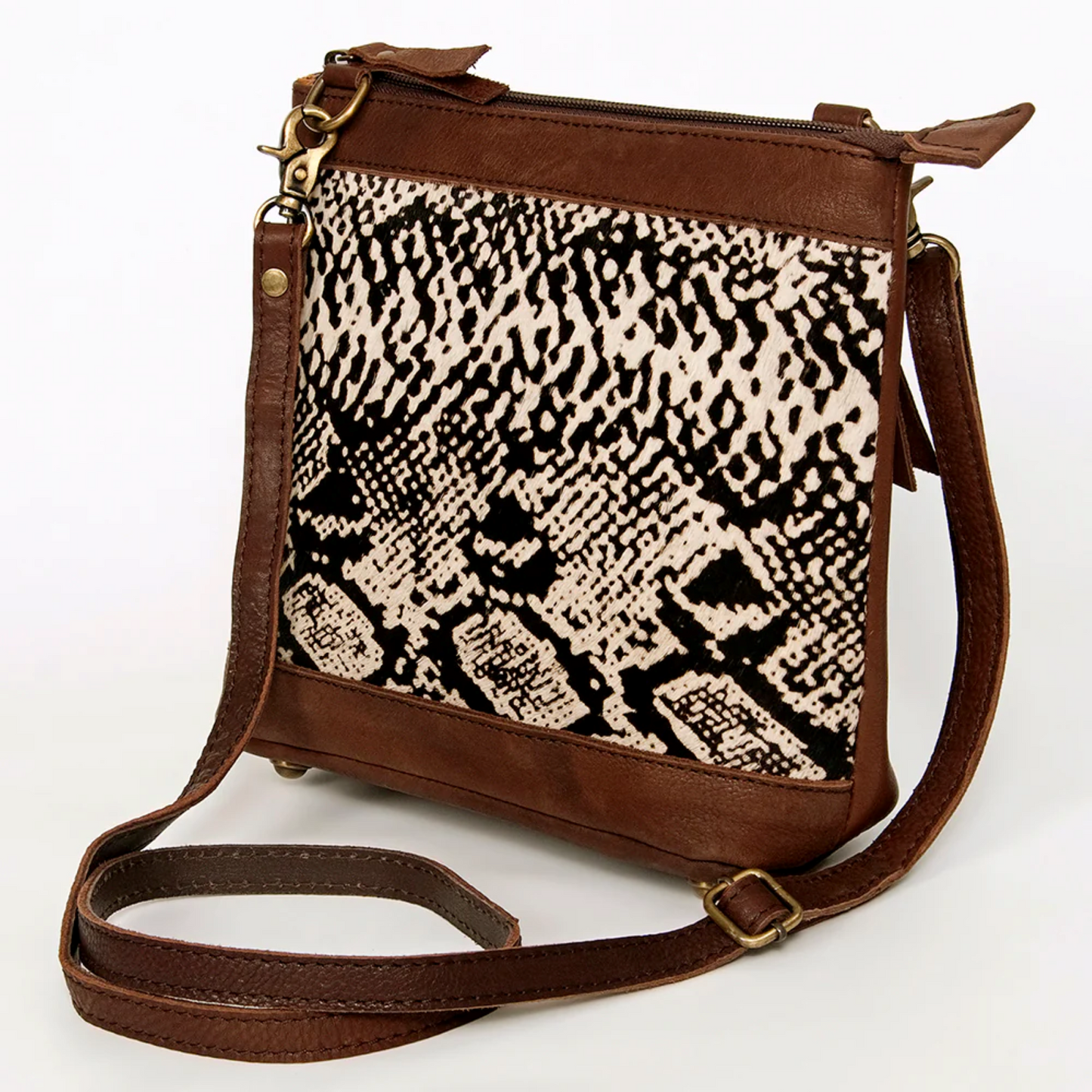 American Darling - Hair on Crossbody Genuine Western Leather Women Bag with Snake-Print