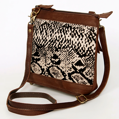 American Darling - Hair on Crossbody Genuine Western Leather Women Bag with Snake-Print