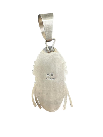 Marco Begay Double Teardrop Pendant – Genuine Sonoran Turquoise and Sterling Silver - Handmade Native American