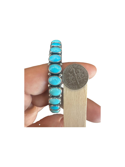 Eugene Belone - Genuine Turquoise & Sterling Silver Bangle - Handmade Native
