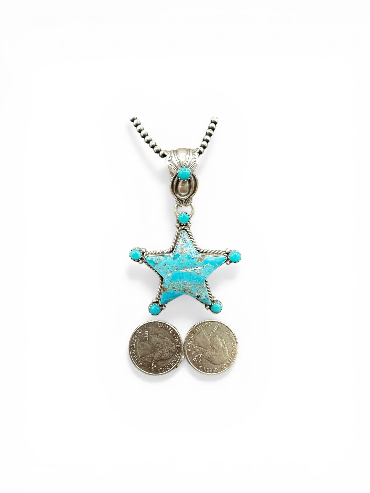 Medium Lonestar Necklace – Sterling Silver and Genuine Turquoise - Authentic Native American Handmade – Patricia Yazzie